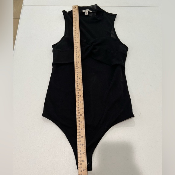 EXPRESS black bodysuit with transparent chest, sleeveless, high neck, size S - Picture 6 of 7